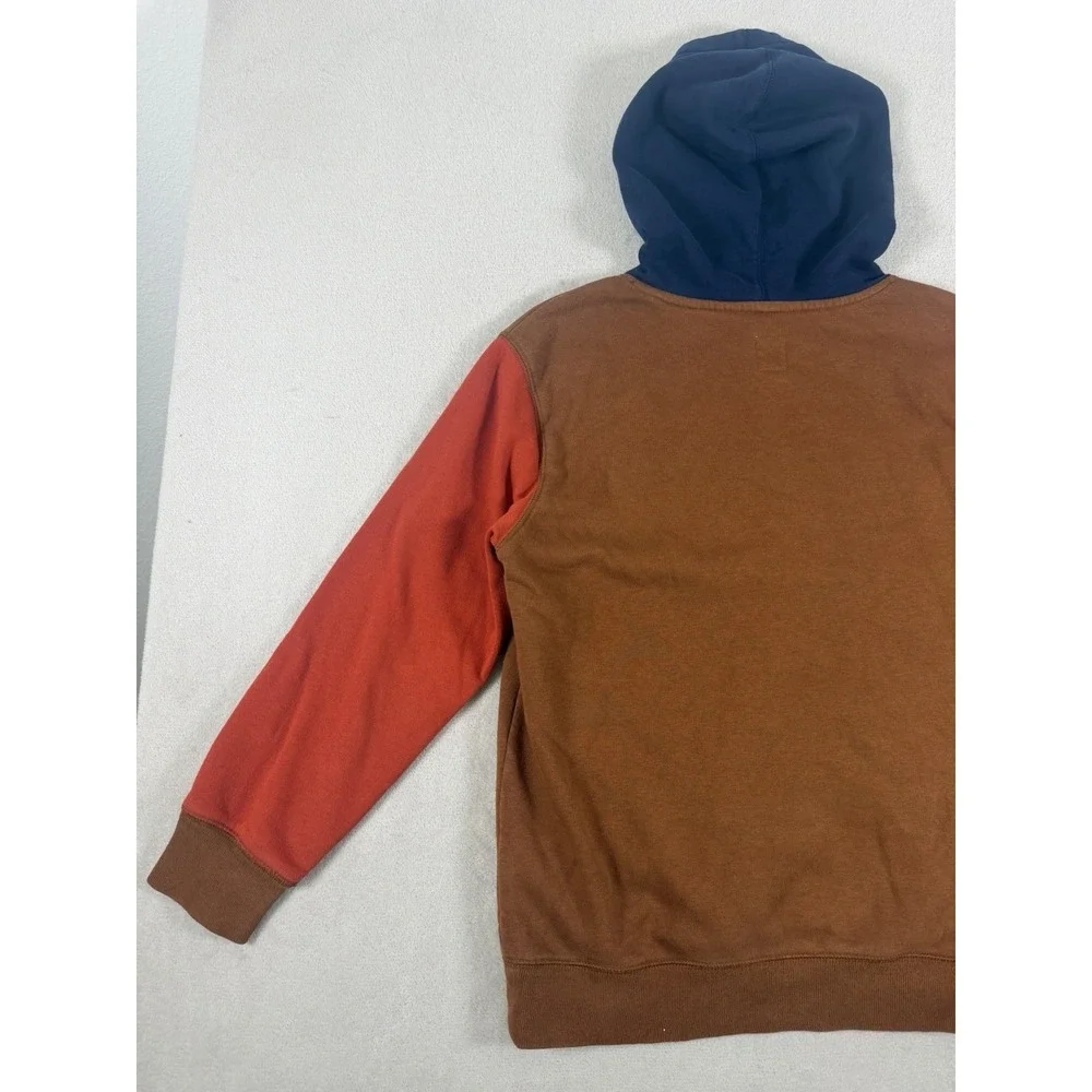 GAP Kids Color Block Logo Pullover Hoodie Boys XL Brown Red Blue Sweatshirt